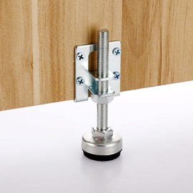 OwnMy 4 Packs Heavy Duty Adjustable Furniture Leveling Feets L Shaped Furniture Leveler Legs, Furniture Mounting Brackets Metal Furnitures Leveling Load Table Leg for Workbench Cabinet Wardrobe, 4.3"