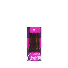 GOODY Classics Rounded Hair Barrette, Black & Tortoise, 3 Count