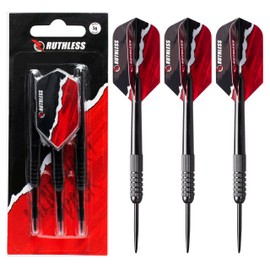RUTHLESS Mini Dart Set | Miniature Lightweight Steel Tip Darts Set Including Flights, Black (BX238)