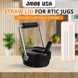 Jmoe USA Straw Lid for RTIC Jugs | Fits Half Gallon and One Gallon Water Bottles | Flip Straw Design, Tougher Grip, Thicker Steel, and Better Gasket | Made of BPA Free, Food-Grade Plastic