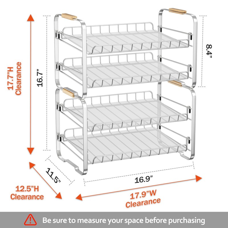MAXIFFE 2-Tier Can Organizer for Pantry, 16.9"W × 11.5"D ×