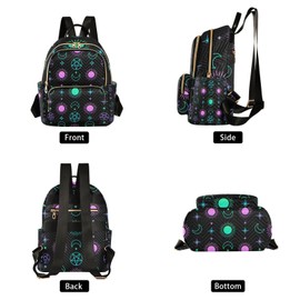 ISAOA Women Backpack Purse little Backpack Anti Theft Mystical Esoteric Pattern with Sun Moon and Star Rucksack Lovely Shoulder Bags Backpack for Ladies Girls Light Weight Mini Daily Backpack