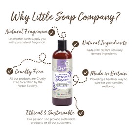 Little Soap Company Naturals Range: Lavender Blossom Body Wash | Natural & Vegan Shower Gel, Perfect for Sensitive Skin | Antibacterial, Calming, Eco-Friendly | Recycled Plastic Packaging | 300ml