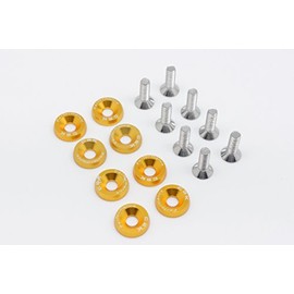 Universal Aluminum Alloy Engine Bay Fender Bumper Dress Up Washers Kit, Bolts M6 P1.0, Yellow (Pack of 8)