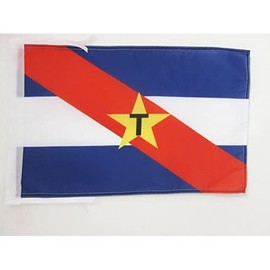 AZ FLAG TUPAMAROS OF URUGUAY FLAG 18'' x 12'' cords - MLN-T SMALL FLAGS 30 x 45cm - BANNER 18x12 in