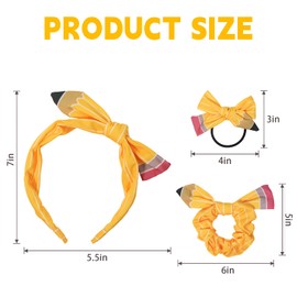Back to School Pencil Hair Headband Clips Bows Ties, First Day of School Outfits Supplies,Uniform Hair Pins for Students Teen Girls Teacher Outfits Hair Accessories (Big hair ties)