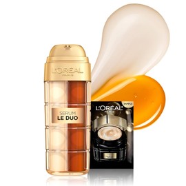 L'Oreal Paris Age Perfect Serum Le Duo, Suero iluminador, reafirmante y antienvejecimiento para la cara con péptido de colágeno, vitamina C y B3, 1 onza líquida + muestra