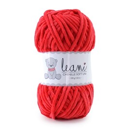 LEAMI Chenille Soft Yarn Plain 136 Red (100 g/120 m)
