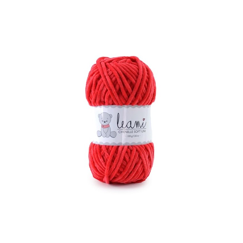 LEAMI Chenille Soft Yarn Plain 136 Red (100 g/120 m)