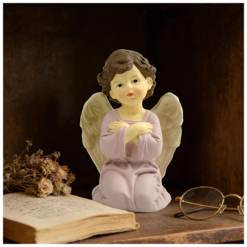 Praying Angel Figurine, 3.74 Inch Resin Guardian Angel Home Decor