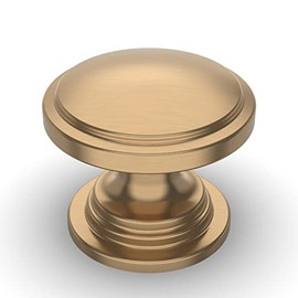 Amerdeco 10 Pack 1-1/4 inch Kitchen Cabinet Knobs Champagne Bronze Cabinet Knobs Bedroom Dresser Gold Round Drawer Knobs Single Hole Cabinet Pulls