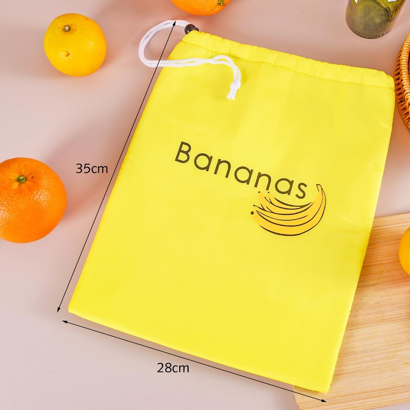 Yellow Banana Bag for Fridge, Shockproof Drawstring Storage Bag Keeps