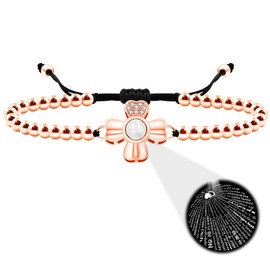 Oneress Adjustable Stainless Steel Link Chain Bracelet Faith Bracelet Inlaid Cubic zirconia Bracelet for Yourself and Best Friends YA4673 (Rose Gold)