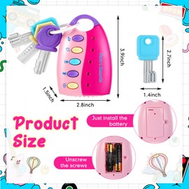 Skylety Musical Smart Remote Key Toy Fake Car Toy Keys with Sound and Lights Fun and Educational Key Toys for Travel Play (Pink)