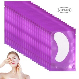 50 Pairs Eye Professional Eyelash Lash Extension Under Eye Gel Patch with Dynamic Fit Eye Extensions Lashes Beauty Eye Pads, Lint-free purple