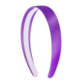 Motique Accessories Purple 1 Inch Satin Hard Headband for Women and Girls
