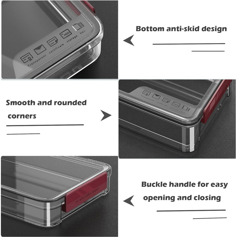 Comforhous 2 Pack Document Storage Clear Plastic Storage Boxes with