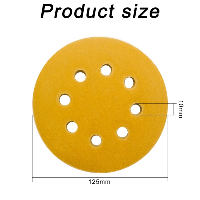 100 Pcs 125mm Sanding Discs Pads, Premium 8 Hole 80