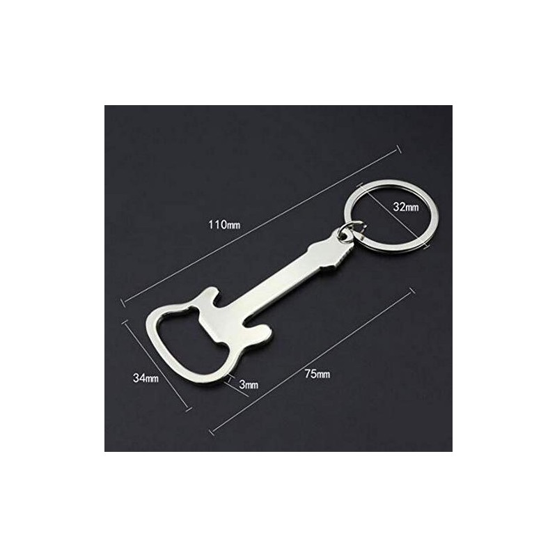 Générique Electric Guitar Style Steel Bottle Opener Keyring, Moyen, Stainless