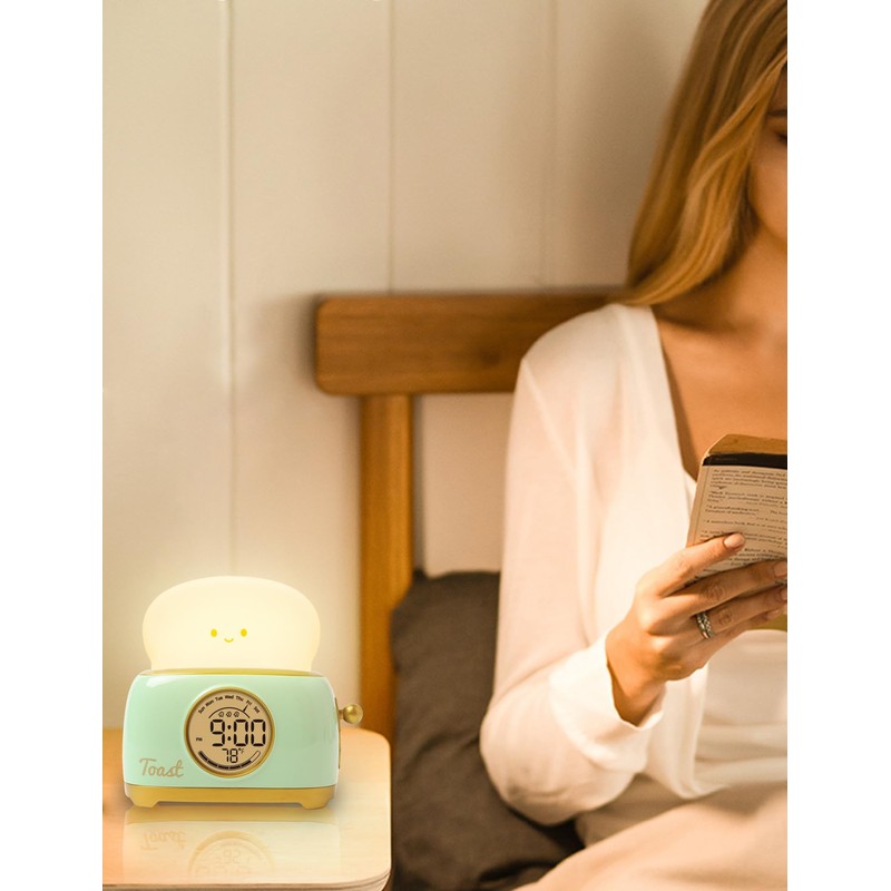 WANIDEA Toast Night Lamp Lights, Cute Toaster Digital Alarm Clock,