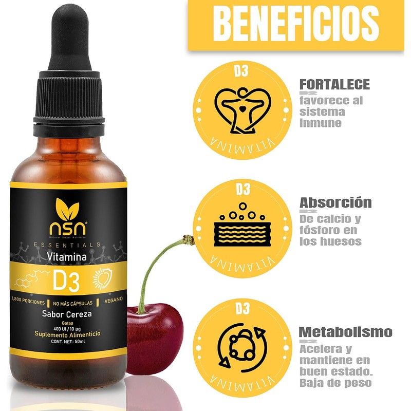 Vitamina D3 en Gotas Sublingual Más Absorción Gotas Concentradas Sabor