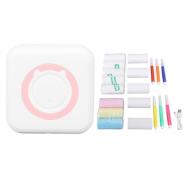 Pocket Printer Inkless Bluetooth Mini Portable Thermal Printer with Colorful Paper for Learning Assistance Study Notes Pink