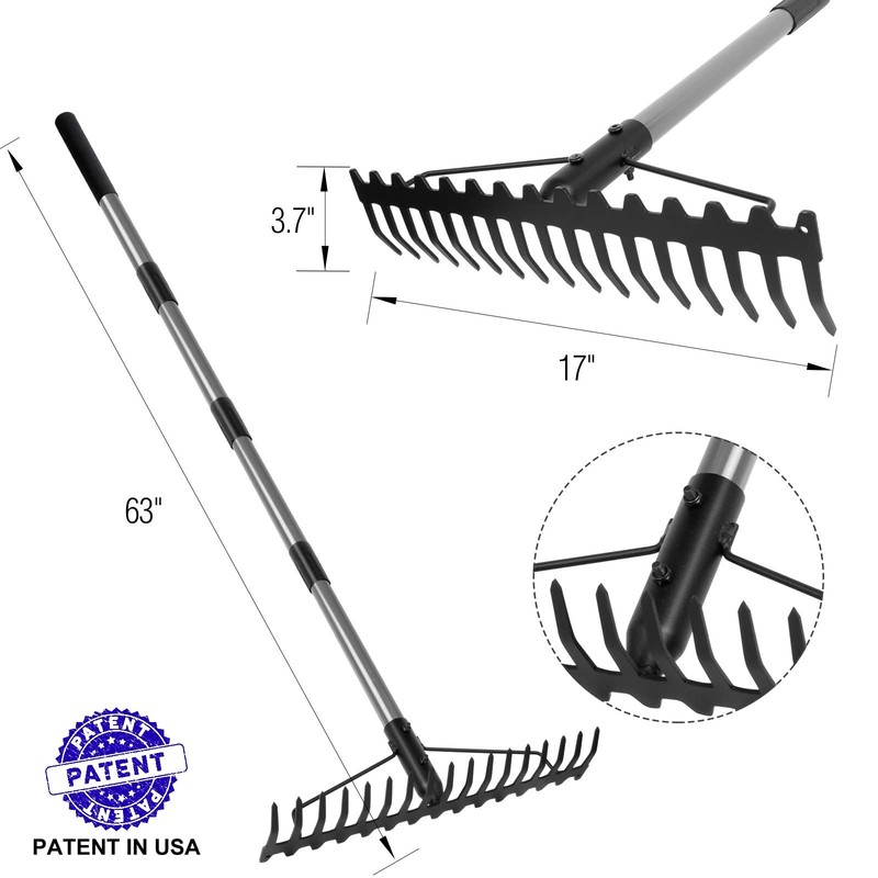 Walensee 5.4FT Bow Rake Heavy Duty Garden Rake with Stainless