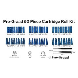 50 Piece Zirconia Abrasive Sanding Cartridge Spiral Roll Sander Kit, Mini Cone & Cylinder Kit for Metal, Wood, Stainless, Welds, Engine Porting – Die Grinder & Rotary Tool Accessories