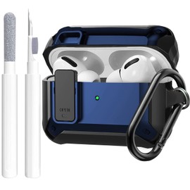 Airpods Pro 2 Case Cover Men Lock with Cleaning Kit, OTOPO Protective Cover with Cleaning Pen Compatible with Airpod Pro Case, Shockproof Rugged Shell for Air Pods Pro 2nd/1st Charging Case Black/Blue