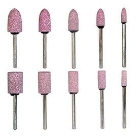 Yuauy Abrasive Stone Mounted Points Grinding Head Wheel Bits Polishing Rotary Tool Bullet and Cylinder Shaped Pink 3mm Shank 4, 6, 8, 10, 12 mm Head Size