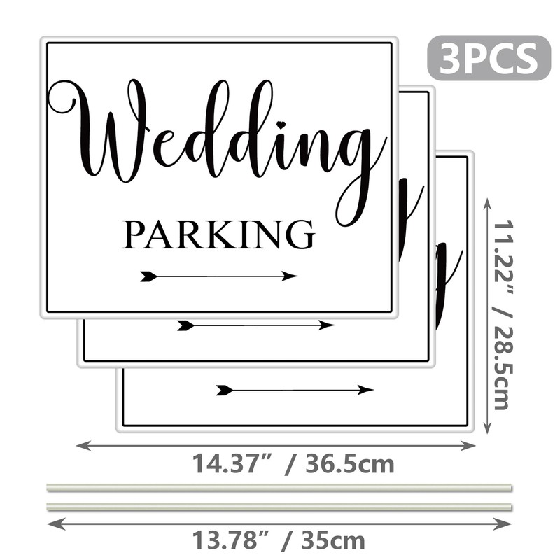 3 Pcs Double Sided Wedding Directional Signs 14.37 x 11.22