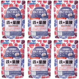 Orihiro Chewable Supplement, Iron + Folic Acid, 120 Tablets x 6 Packs