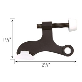 Hollow Core Hinge Pin Door Stop Wall Protector with Rubber Tip, Design House Oil Rubbed Bronze Adjustable Door Stoppers, 5-Pack, 181925