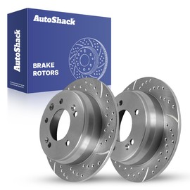 AutoShack Pair of 2 Rear Drilled and Slotted Brake Rotors Silver Driver and Passenger Side Replacement for 2009-2012 Hyundai Elantra 2010-2015 Tucson 2011-2016 Kia Sportage 2.0L 2.4L FWD PR41585DSZPR