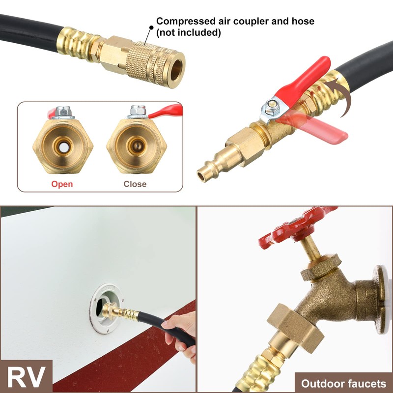 RV Winterizing Kit Winterize Blowout Adapter with Shut Off Valve