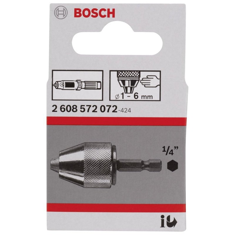 Bosch 2608572072 1/4 Hex Shank Keyless Chuck, 1mm/6mm