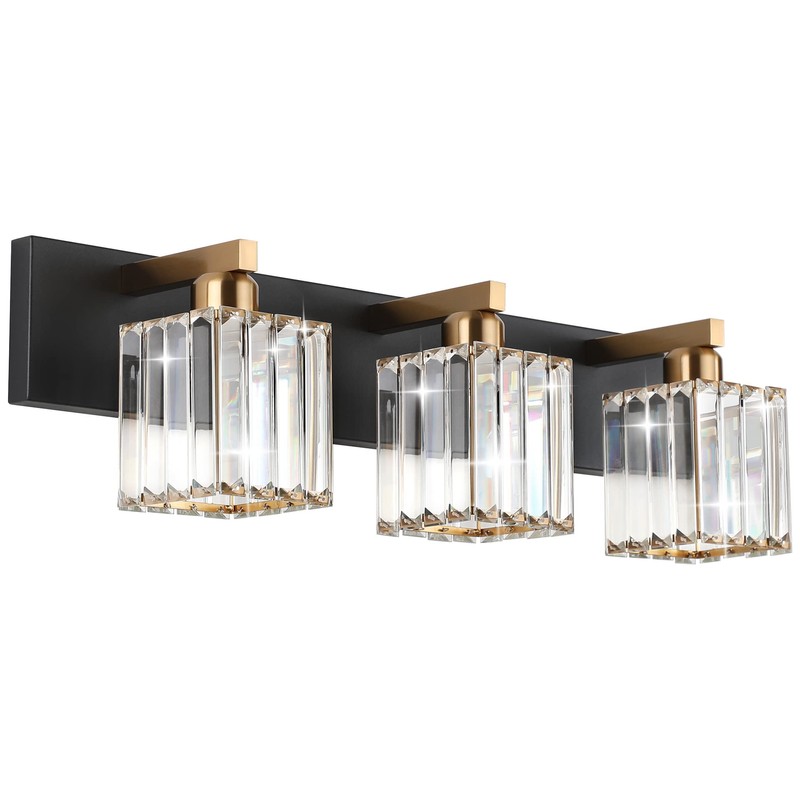 Aipsun Crystal Vanity Light Bathroom Lighting Fixtures 3 Light Modern