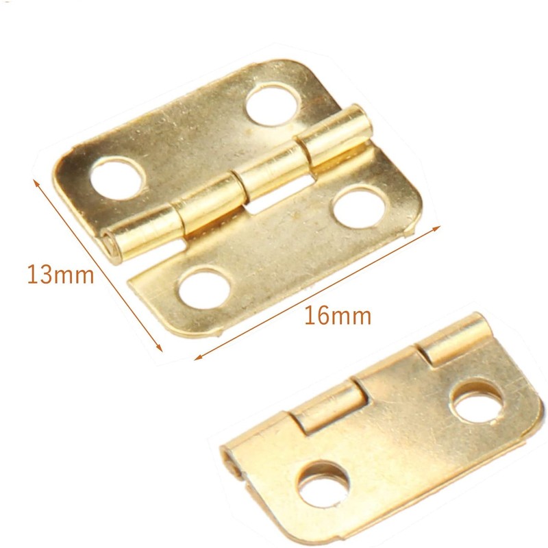Mgoodoo Pack of 10 Mini Hinges Gold Stainless Steel Small