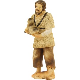 FADEDA Shepherd with Sheep and Dog/Height: 10 cm/Hand-Painted/Detailed Nativity Scene Figures - Christmas Table Decoration Nativity Accessories