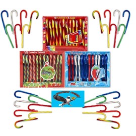 DumDums, AirHeads and Skittlles Candy Canes 36 Count Total - Christmas Holiday Stocking Stuffers - Includes PITCHING PIGEON Brand Magnet