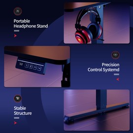 Shintenchi Standing Desk, Height Adjustable Electric Sit Stand up Desk, Ergonomic Rising Computer Table, 48x24 Inch Modern Lift Gaming Desk Workstation for Home Office, Black