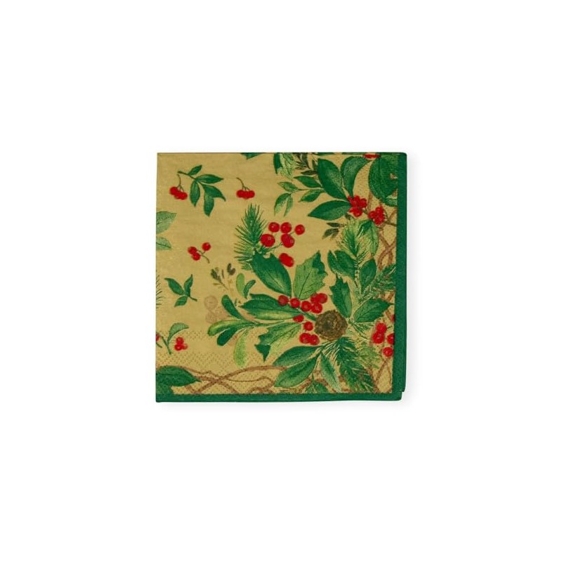 Holly Chintz Gold Cocktail Napkins - 20 Per Package