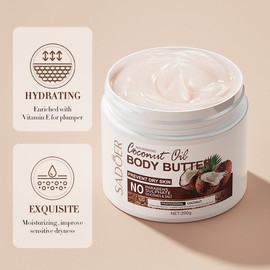 Grospe Coconut Body Butter for Dry Skin, Hand & Body Moisturizer with Organic Coconut Oil, Body Moisturizer for Smooth and Radiant Skin, 24-Hour Moisture Skin Care