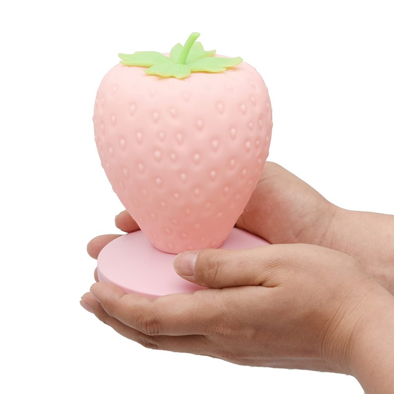 LVOERTUIG Strawberry Night Light, Cute Silicone Strawberry Lamp, LED Cute