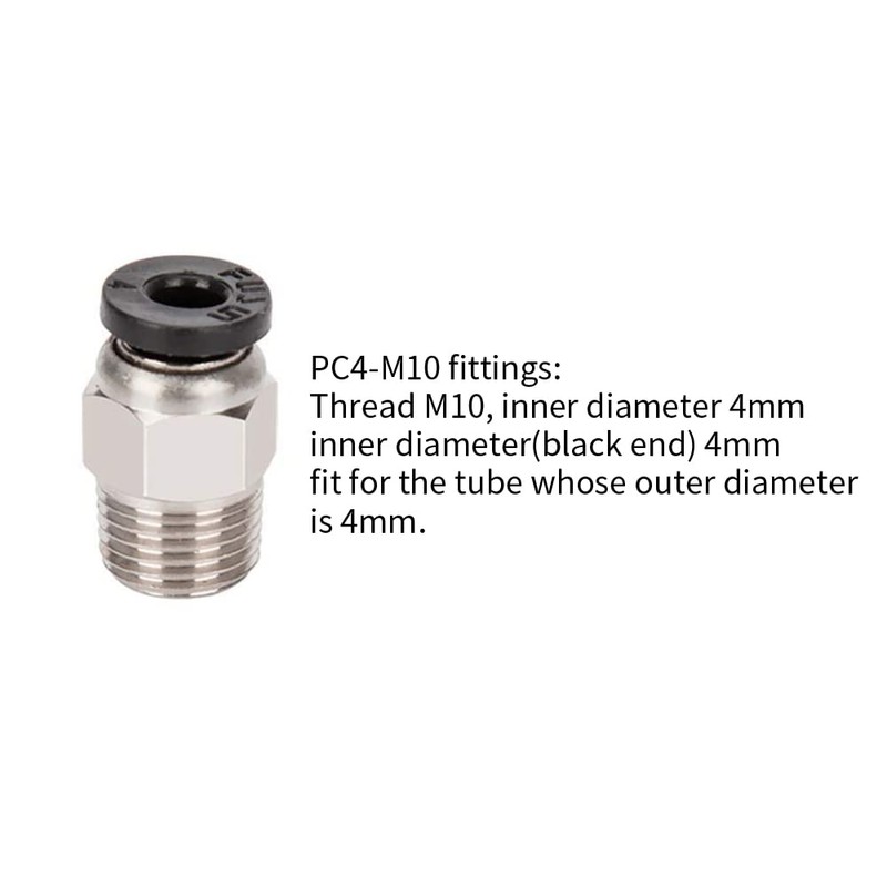 Aokin 10 Pcs PC4-M10 Pneumatic Fitting for Creality Ender 3/3