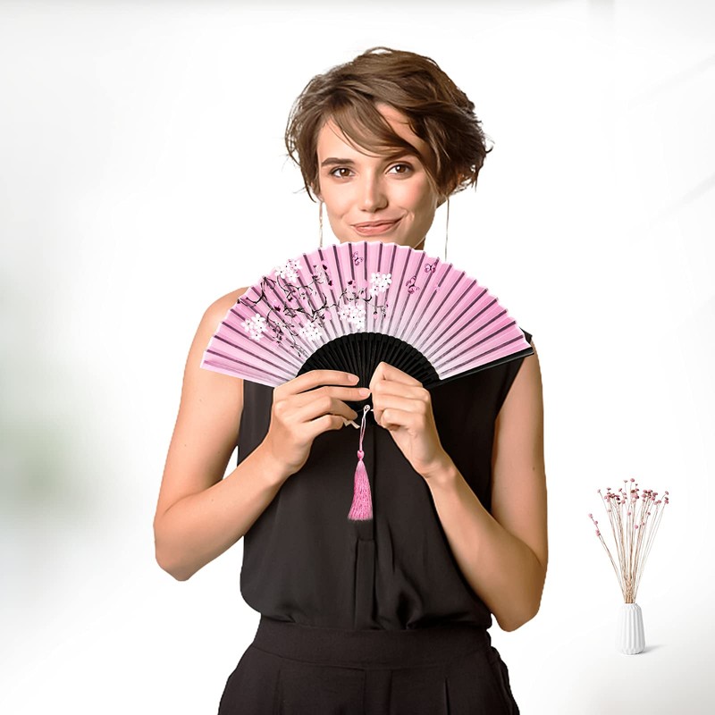 iPihsius Folding Fan, Slik Folding Hand fan with First Layer