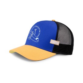 Coastal Trucker Cap Summer Surfing Cap Baseball Cap Adjustable Snapback Beach Mesh, Blue/Apricot