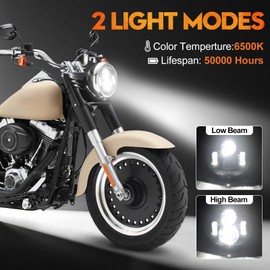 SUP-LIGHT 5-3/4 5.75 Inch 51W LED Headlight High Low Beam Waterproof Compatible with Harley Sportster Iron 883 Softail Street Bob Deuce Custom Super Wide Glide Motorcycle Headlight (Red)