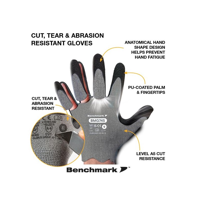 Benchmark 745 High Performance Cut Resistant Gloves, Comfort Fit, Extra