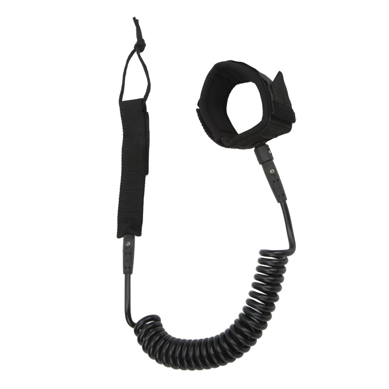 Surfboard Leash High Elasticity TPU Black Adjustable Coiled Surfing Leg